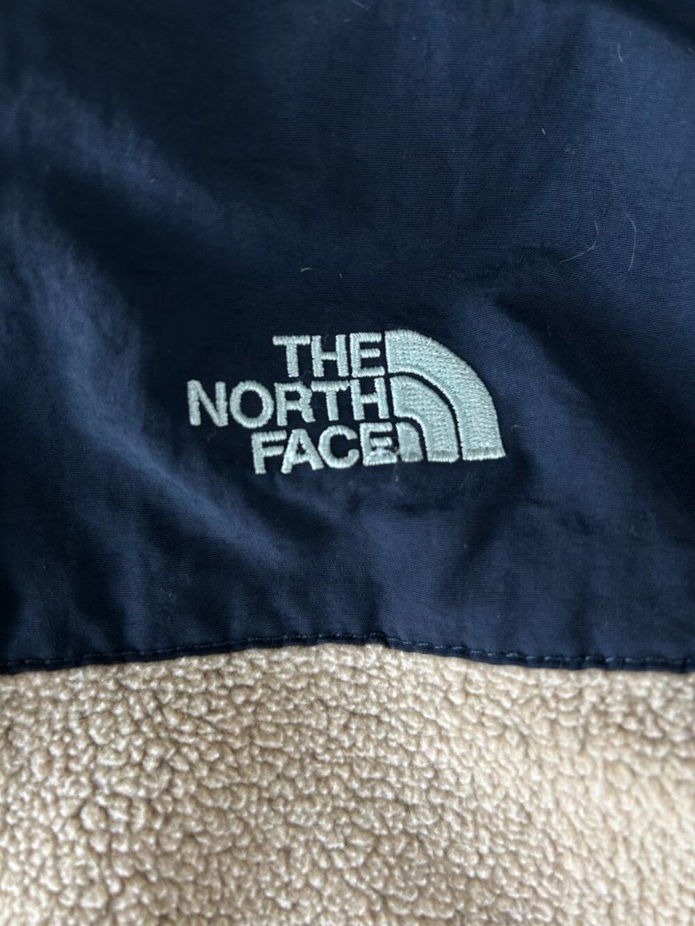 The North Face Women’s Fleece Jacket Large Cream Tan Navy Full Zip Outdoor Size - Picture 4 of 7